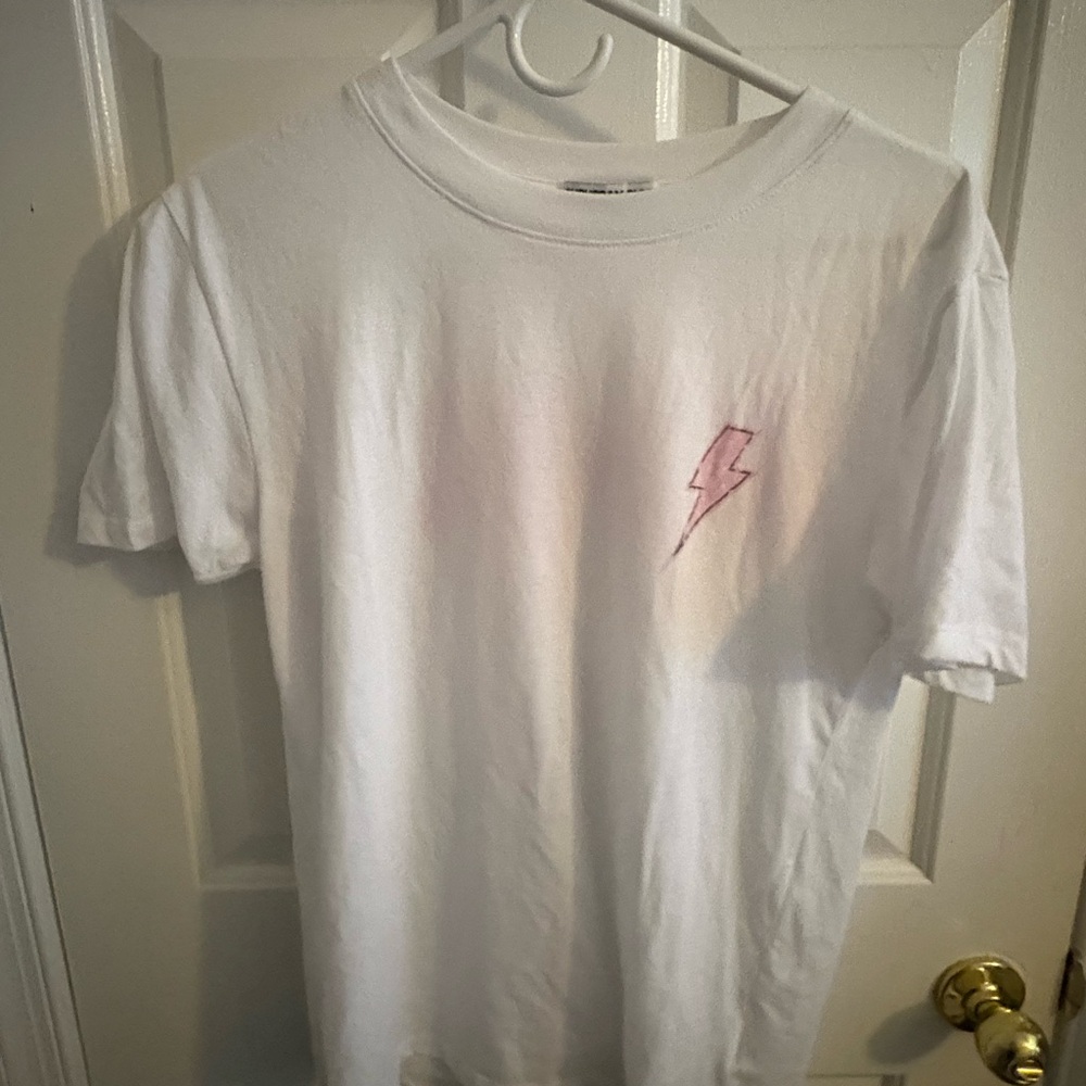 AC/DCWhite T-Shirt with Pink Lightning Bolt